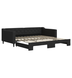 Lit de jour avec lit gigogne noir 100x200 cm tissu