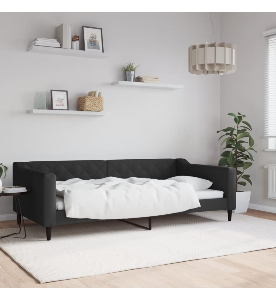 Lit de repos noir 100x200 cm tissu Lit de repos noir 100x200 cm tissu