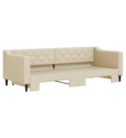Lit de jour avec lit gigogne crème 80x200 cm tissu