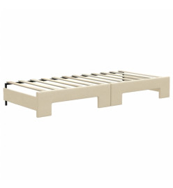 Lit de jour avec lit gigogne crème 80x200 cm tissu