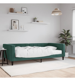 Lit de jour avec matelas vert foncé 100x200 cm velours