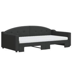 Lit de jour avec gigogne et matelas noir 100x200 cm tissu