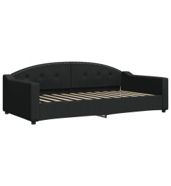 Lit de jour avec gigogne et matelas noir 100x200 cm tissu