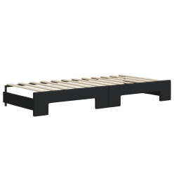 Lit de jour avec gigogne et matelas noir 100x200 cm tissu