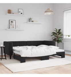Lit de jour avec lit gigogne noir 80x200 cm velours