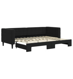 Lit de jour avec lit gigogne noir 80x200 cm velours