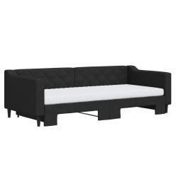 Lit de jour avec gigogne et matelas noir 90x200 cm tissu