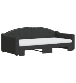 Lit de jour avec gigogne et matelas noir 90x190 cm tissu