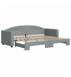 Lit de jour avec lit gigogne gris clair 80x200 cm tissu