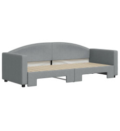 Lit de jour avec lit gigogne gris clair 80x200 cm tissu