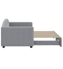 Lit de jour avec lit gigogne gris clair 80x200 cm tissu