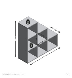 FMD Séparateur de pièce 6 compartiments 104,3x32,6x106,5cm chêne sable