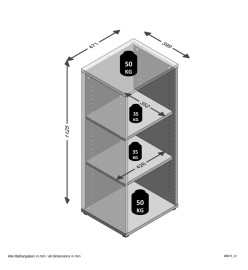 FMD Étagère de rangement avec 3 compartiments 47,1x39,9x112,5 cm chêne