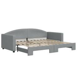 Lit de jour avec lit gigogne gris clair 90x200 cm tissu