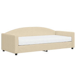 Lit de jour avec matelas crème 90x200 cm tissu