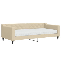 Lit de jour avec matelas crème 90x200 cm tissu