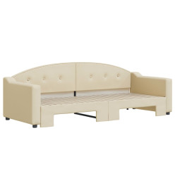 Lit de jour avec lit gigogne crème 80x200 cm tissu