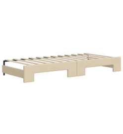 Lit de jour avec lit gigogne crème 80x200 cm tissu