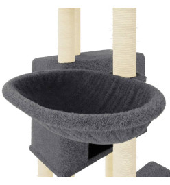 Arbre à chat avec griffoirs en sisal gris foncé 122 cm