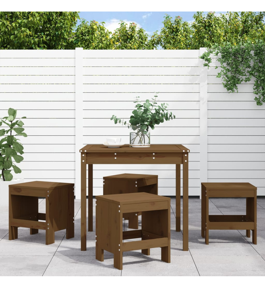 Ensemble à dîner de jardin 5 pcs marron miel bois pin massif