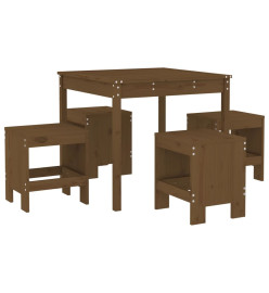 Ensemble à dîner de jardin 5 pcs marron miel bois pin massif