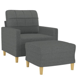 Fauteuil avec repose-pied Gris foncé 60 cm Tissu