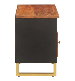 Meuble TV marron et noir 100x33,5x46 cm bois massif de manguier