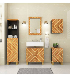 Ensemble d'armoires de bain 5 pcs marron noir bois de manguier