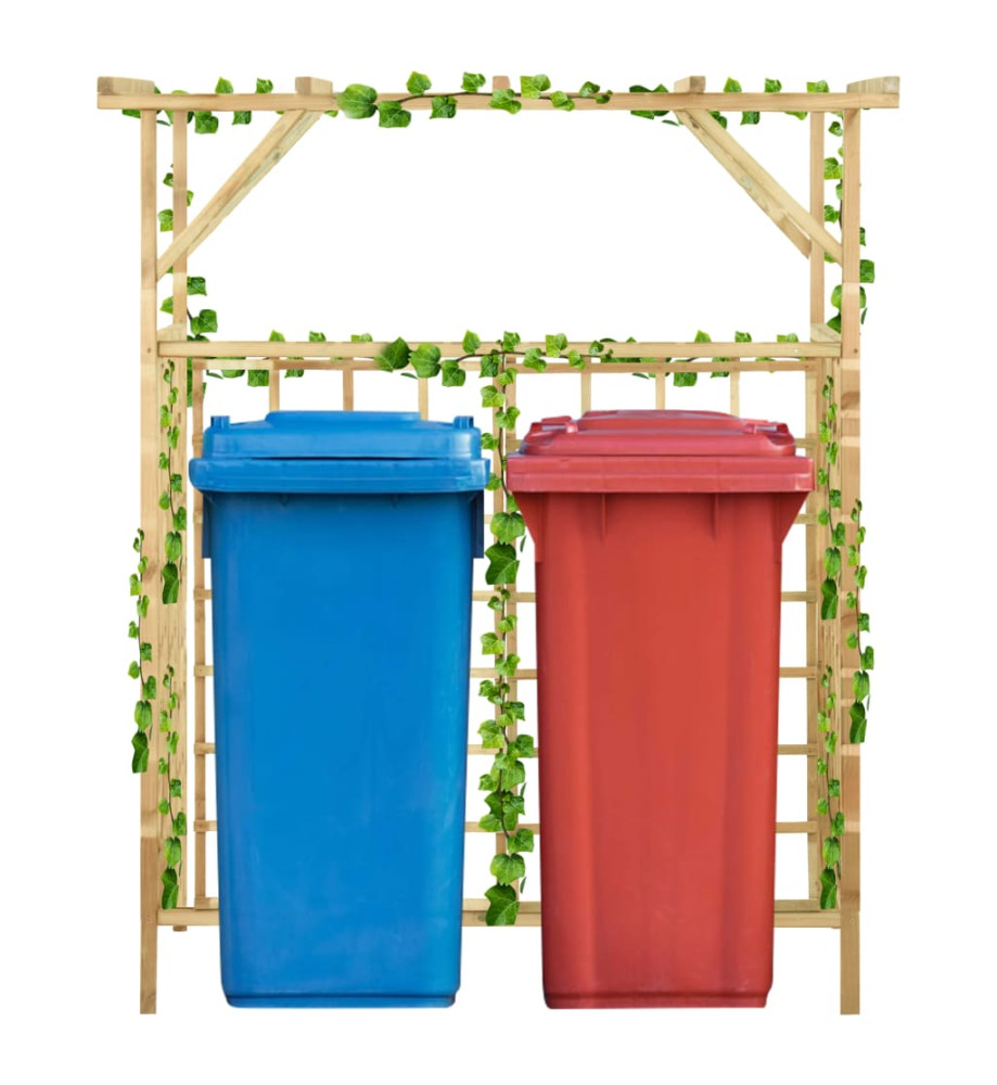 Pergola de jardin pour poubelles doubles Bois de pin imprégné