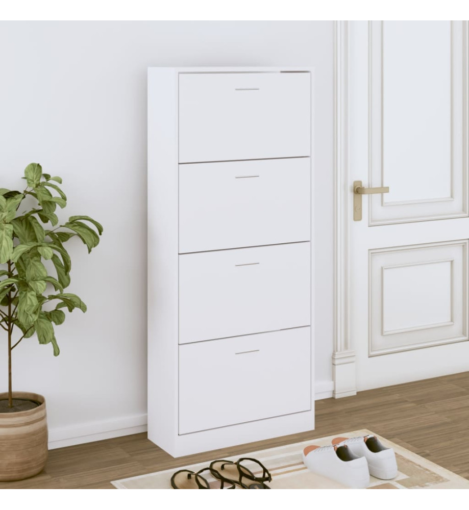 Armoire à chaussures Blanc 63x24x147 cm Bois d'ingénierie