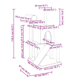 Arbre à chat avec griffoirs en sisal crème 110,5 cm