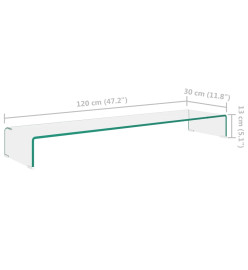 Meuble TV/ de moniteur 120 x 30 x 13 cm Verre Transparent