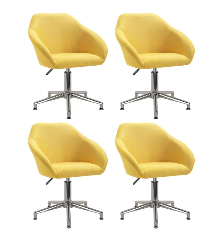 Chaises pivotantes à manger lot de 4 jaune tissu