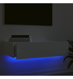 Meuble TV avec éclairage LED blanc brillant 60x35x15,5 cm