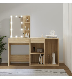 Coiffeuse à LED avec armoire Chêne sonoma Bois d'ingénierie