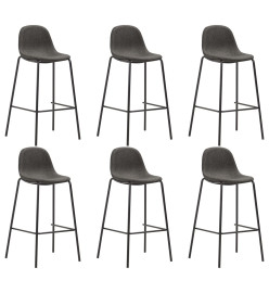 Chaises de bar lot de 6 gris foncé tissu