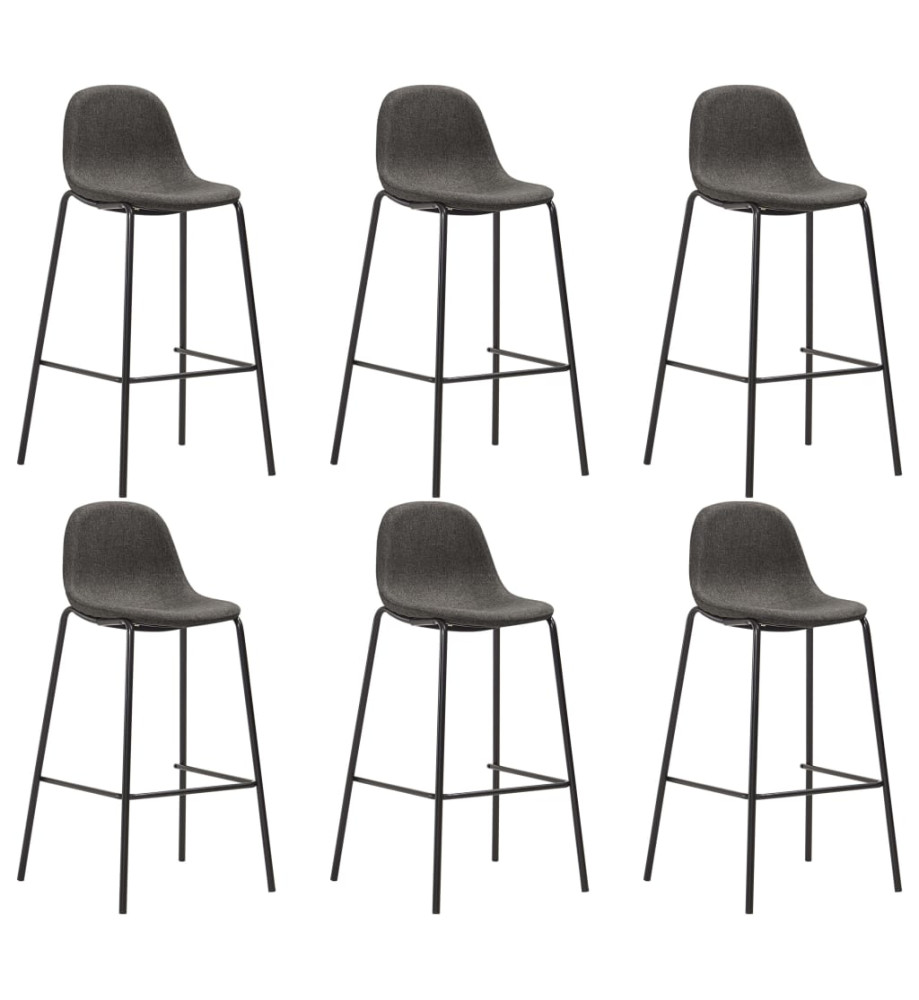 Chaises de bar lot de 6 gris foncé tissu