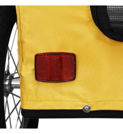 Remorque de vélo pour chien jaune tissu oxford et fer