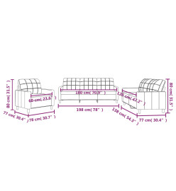 Ensemble de canapés 3 pcs avec coussins Taupe Tissu