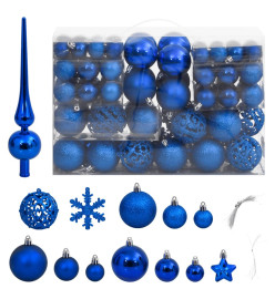 Ensemble de boules de Noël 111 pièces bleu polystyrène