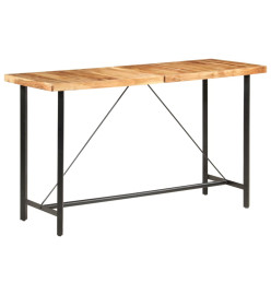 Ensemble de bar 9 pcs Bois d'acacia solide et cuir véritable