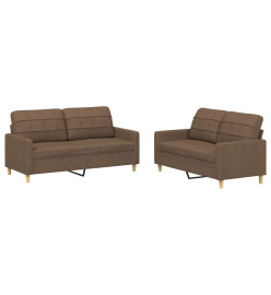 Ensemble de canapés 2 pcs avec coussins Marron Tissu