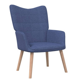 Chaise de relaxation avec tabouret Bleu Tissu