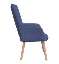 Chaise de relaxation avec tabouret Bleu Tissu