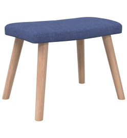 Chaise de relaxation avec tabouret Bleu Tissu