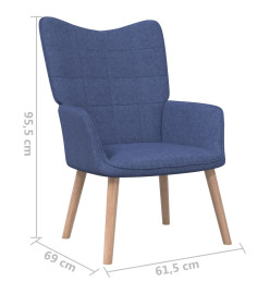 Chaise de relaxation avec tabouret Bleu Tissu