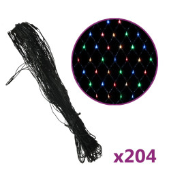 Filet lumineux coloré de Noël 3x2 m 204 LED Intérieur/extérieur