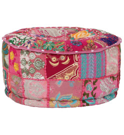 Pouf rond en coton en patchwork fait à la main 40 x 20 cm Rose