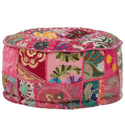 Pouf rond en coton en patchwork fait à la main 40 x 20 cm Rose