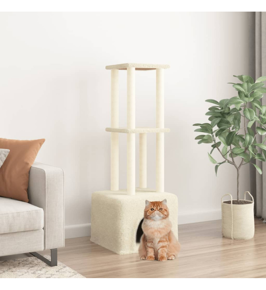 Arbre à chat avec griffoirs en sisal Crème 133,5 cm